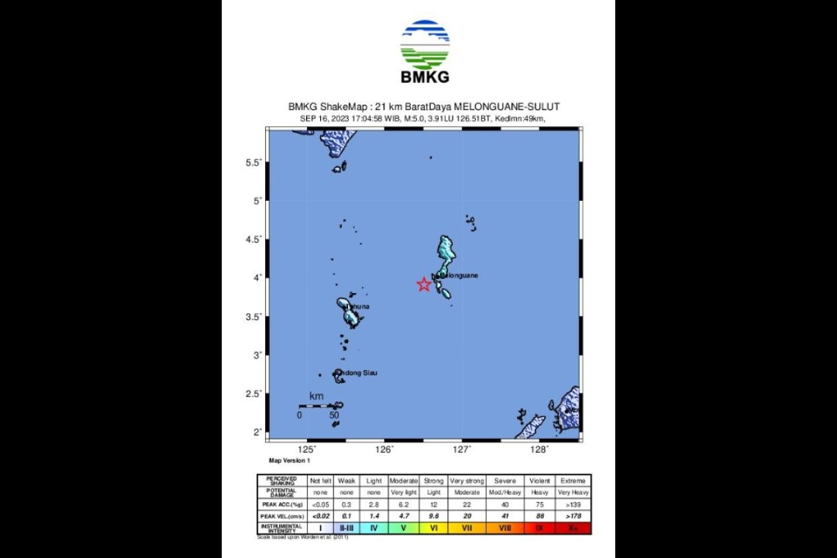 Gempa 5 0 Guncang Wilayah Kepulauan Talaud Sulut Tak Berpotensi Tsunami