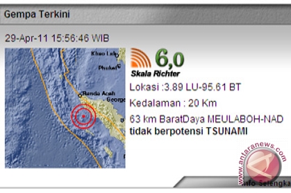 Gempa di Meulaboh 6,0 Skala Richter Gempa di Meulaboh 6,0 Skala Richter