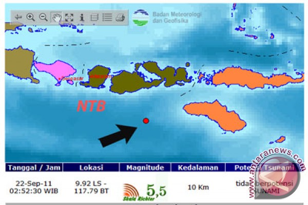 Gempa 5,6 SR guncang Lombok Tengah Gempa 5,6 SR guncang Lombok Tengah
