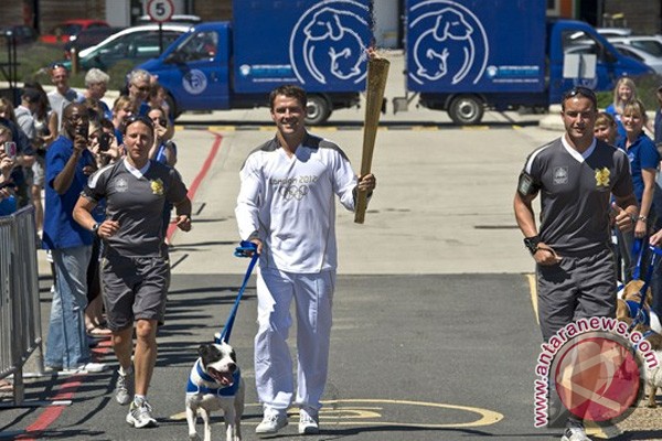 Obor Olimpiade singgah di Battersea Dogs Obor Olimpiade singgah di Battersea Dogs