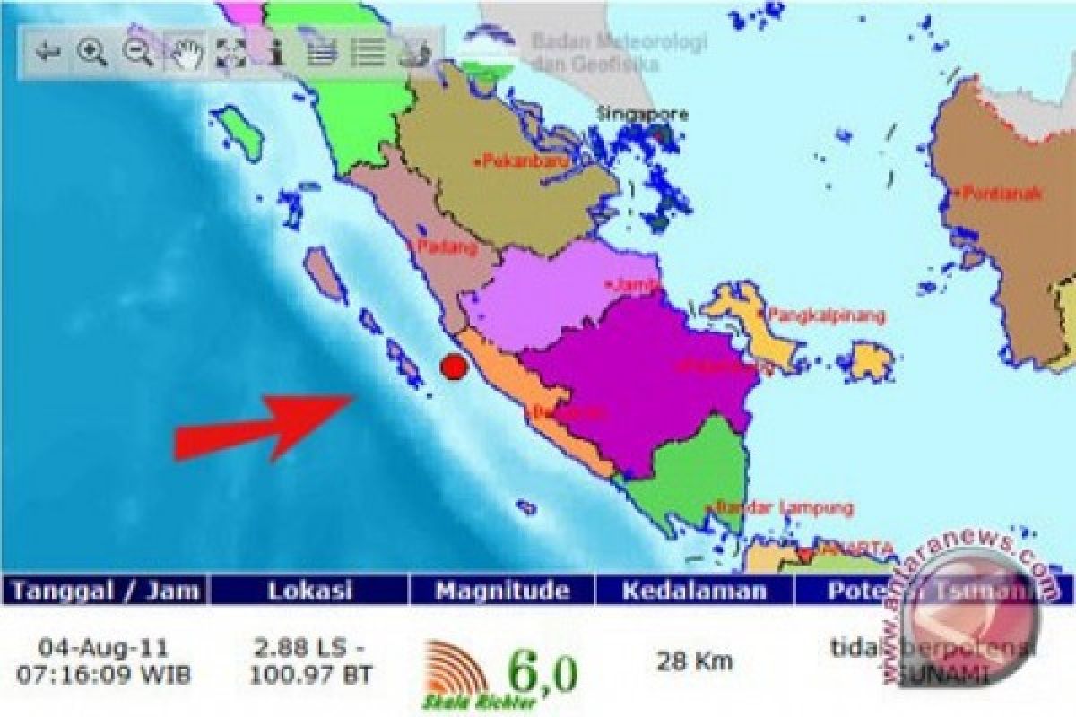 Padang Panjang Diguncang Gempa Dua Kali