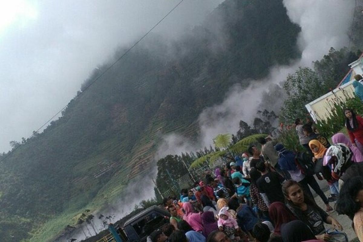 Dieng Crater Spouts Gas