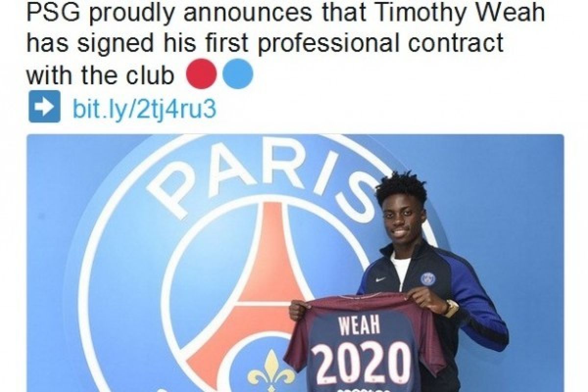 Timothy,  Putra George Weah Teken Kontrak dengan PSG Hingga 2020