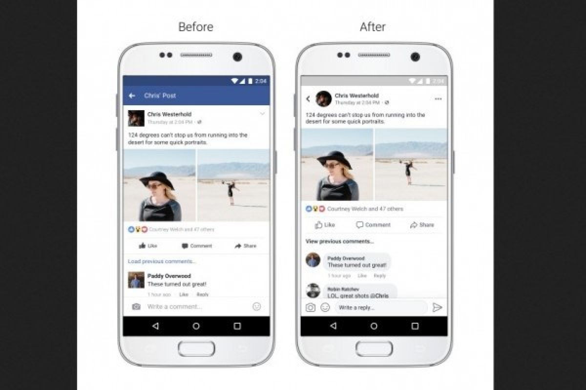 Facebook Desain Ulang Tampilan dalam Aplikasi