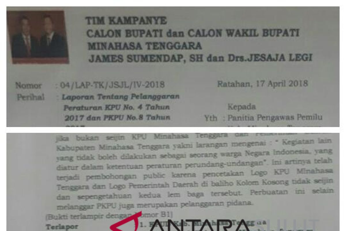 Pemkab dan KPU Minahasa Tenggara dilaporkan ke Panwas