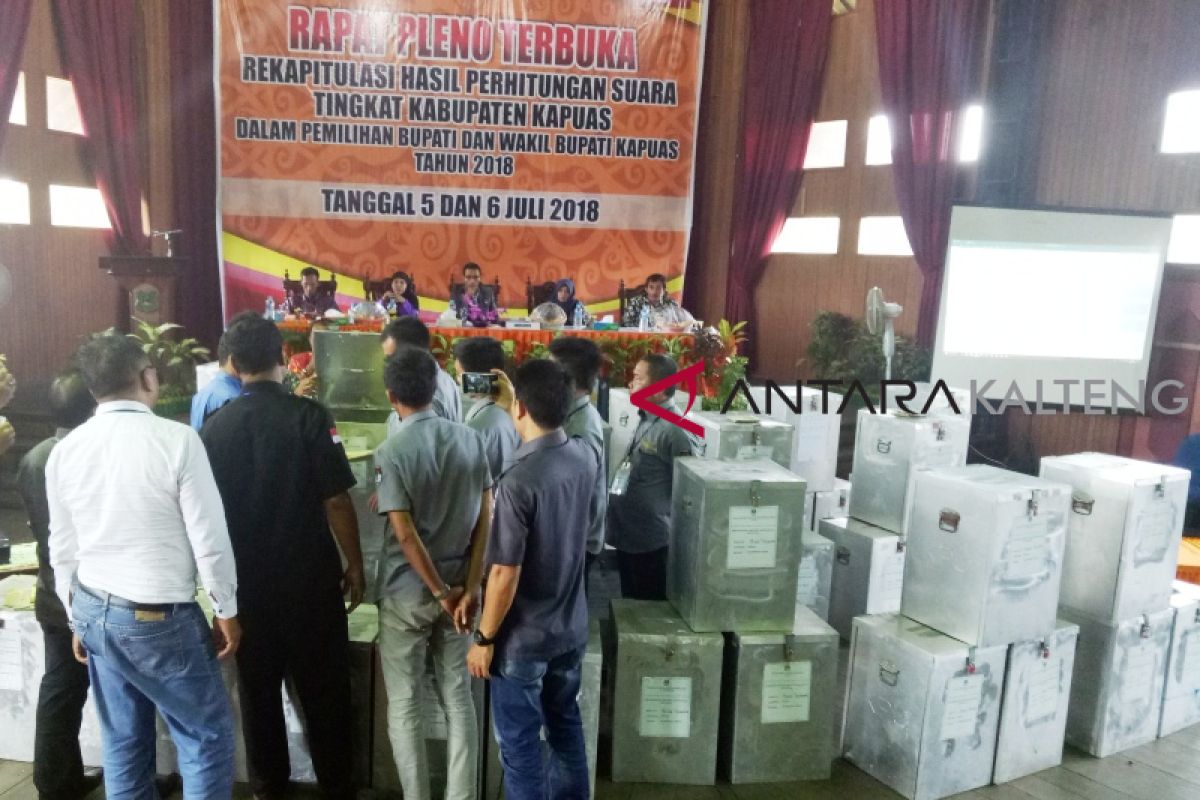 Pleno rekap suara Pilkada Kapuas lancar, meski saksi 2M 'walk out'