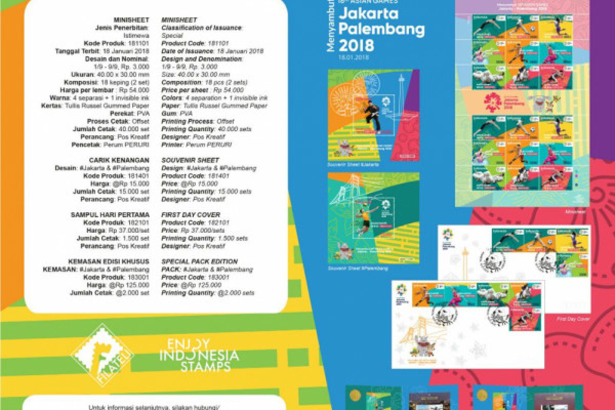 Pos Indonesia terbitkan perangko edisi Asian Games