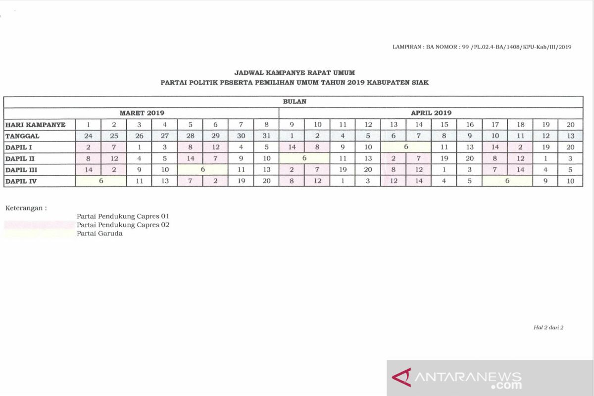 KPU Siak tetapkan jadwal kampanye rapat umum terbuka