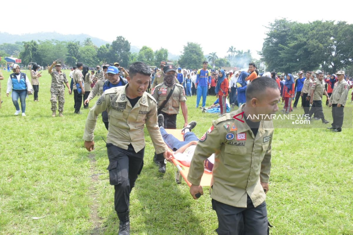 Tagana Lampung laksanakan simulasi bencana di Desa Hanura