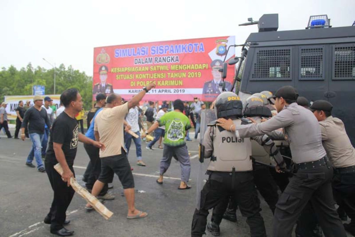 Polres Karimun gelar simulasi antisipasi konflik saat Pemilu