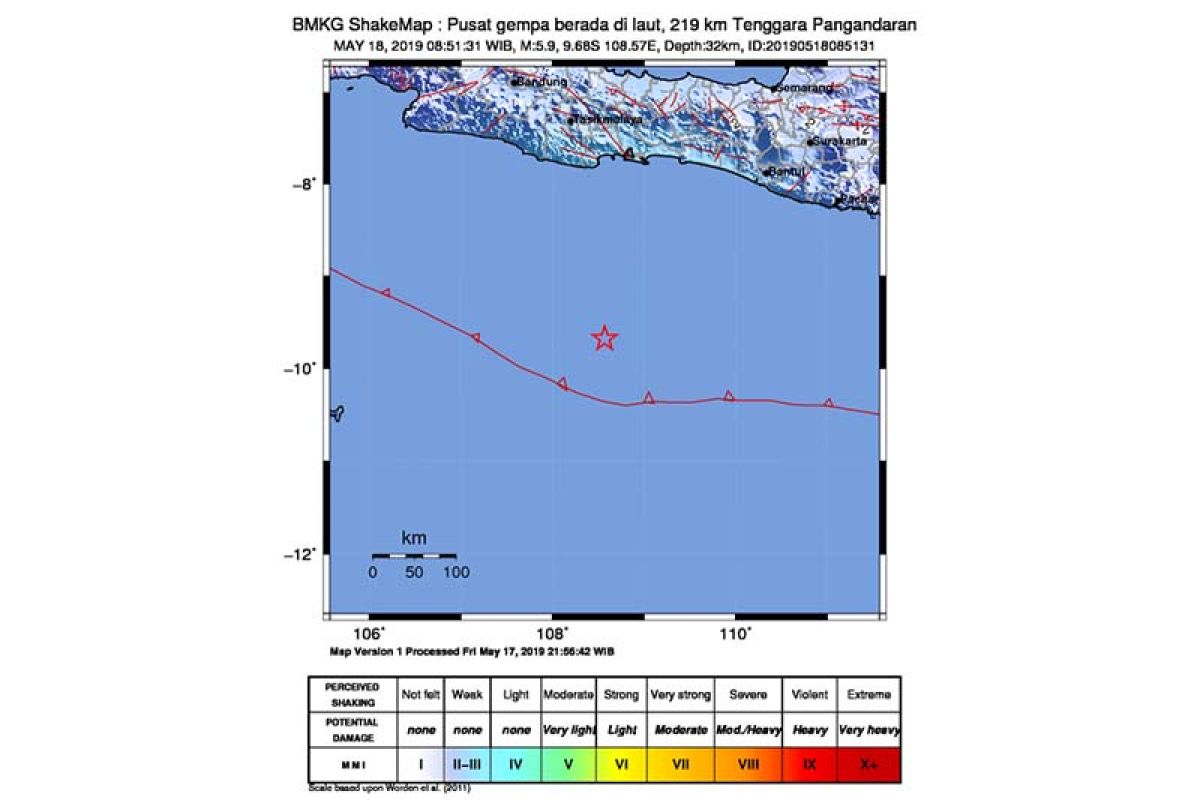 Cilacap diguncang gempa 5,9 SR