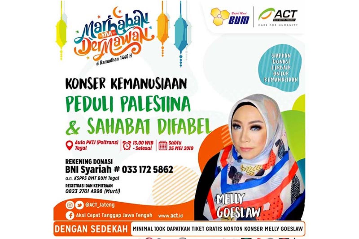 ACT Jateng gelar konser amal di Tegal, hadirkan Melly Goeslaw