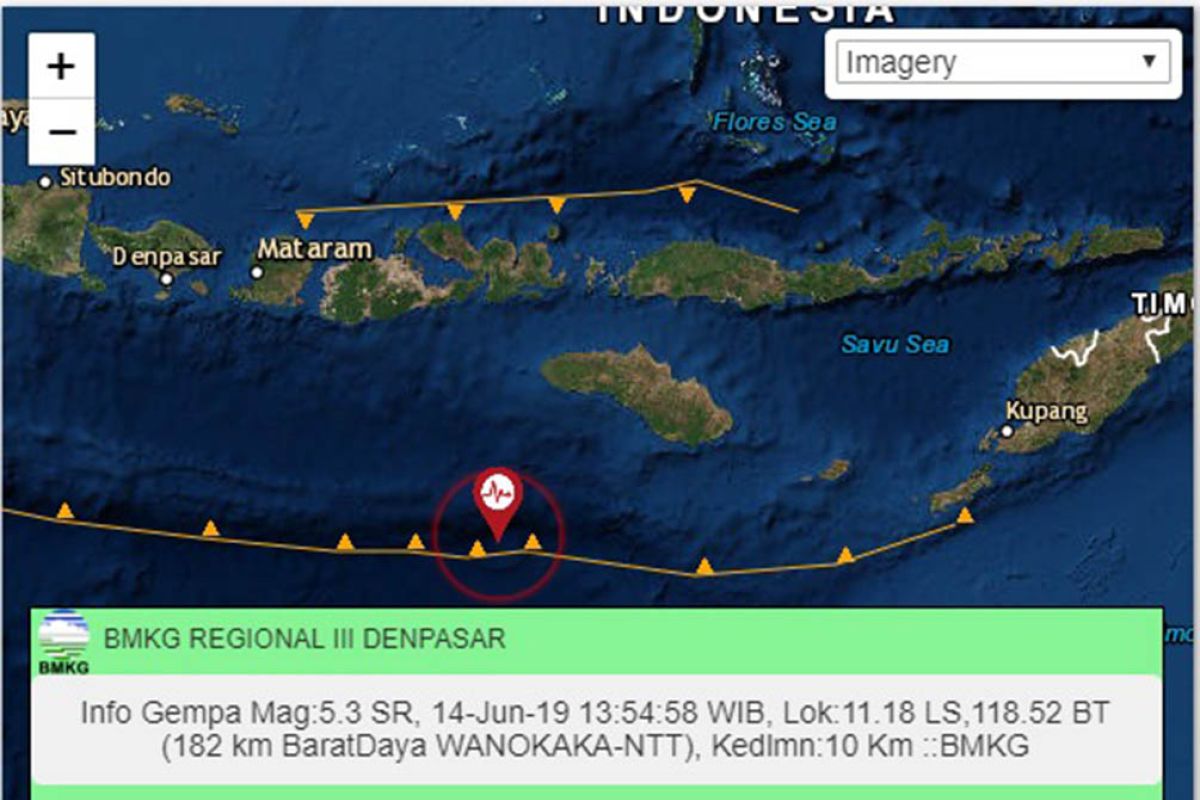 Sumba Barat kembali diguncang gempa berskala 5.3 SR