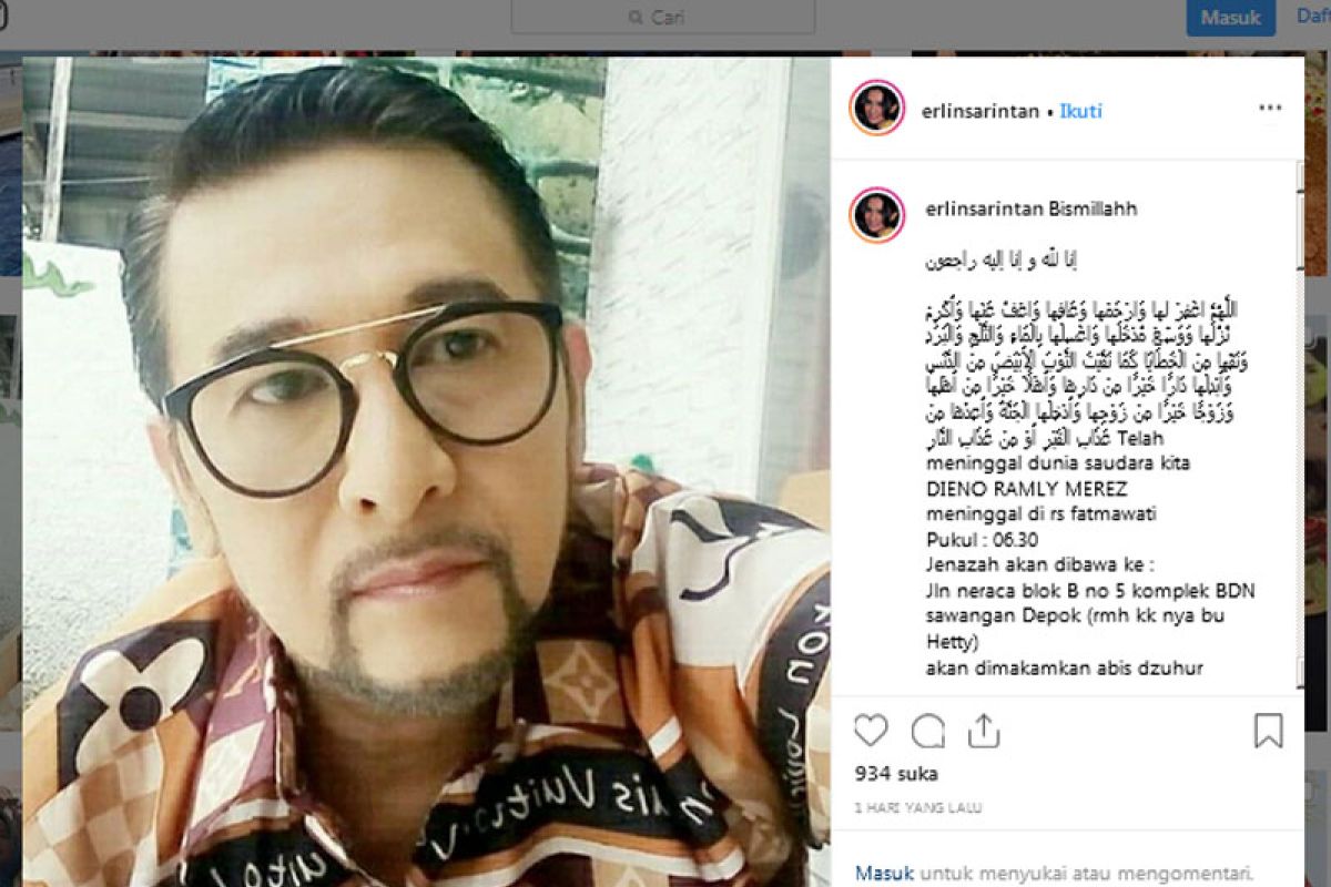 Aktor FTV Dieno Ramly tutup usia