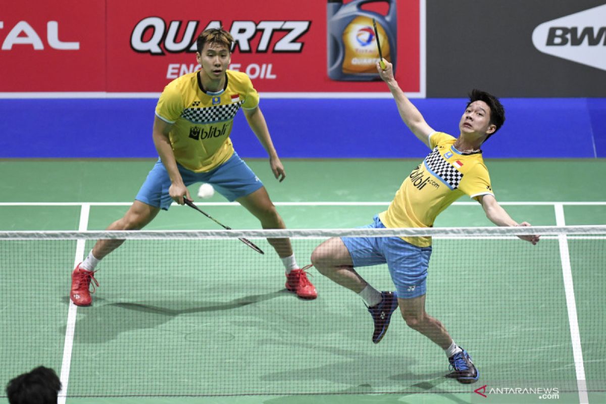 Ganda putra Indonesia saling bertempur di China Open 2019