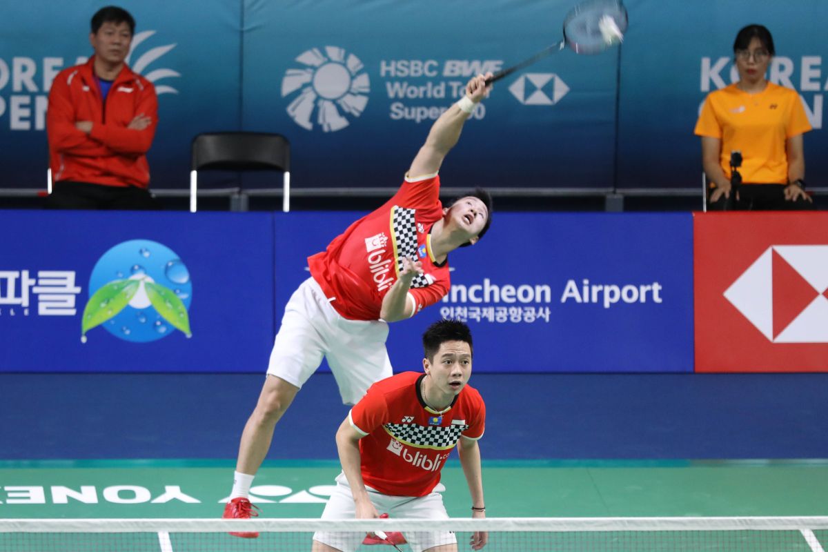 Marcus/Kevin tantang Goh/Tan di babak kedua Korea Open