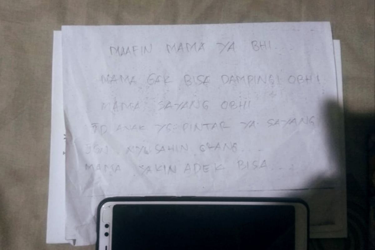 Bunuh diri, ibu muda di Pekanbaru tinggalkan surat cinta untuk anaknya