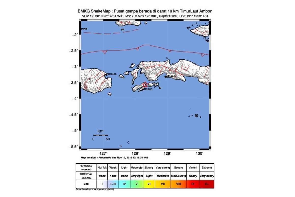 Gempa 2,7 magnitudo landa Ambon