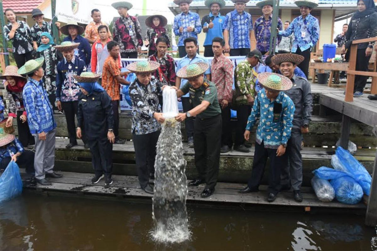 Nadalsyah tebar  bibit ikan di Dam Trinsing