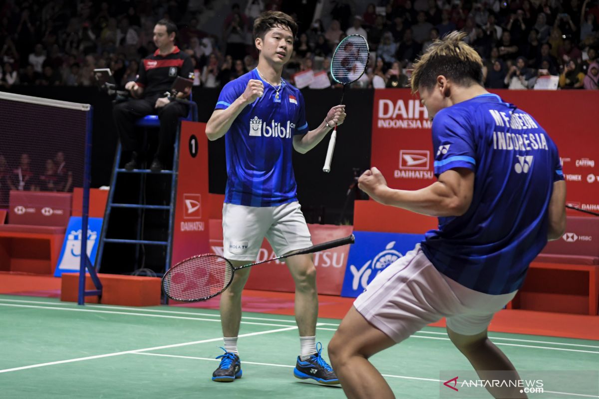 Kalahkan Hendra/Ahsan, Kevin/Marcus pertahankan gelar juara Indonesia Masters