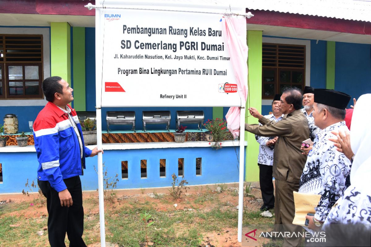 Pertamina bantu Siswa SD Cemerlang Dumai agar bisa belajar di kelas ideal