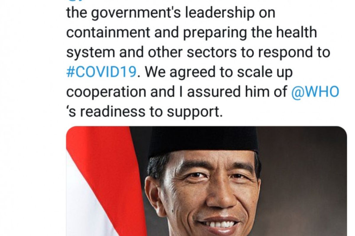Presiden Jokowi telepon Dirjen WHO terkait COVID-19