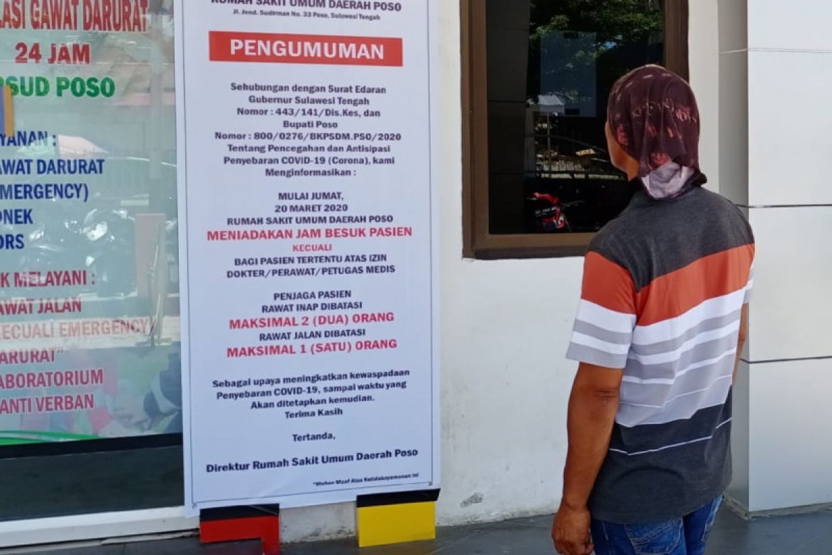 RSUD Poso  tutup jadwal besuk cegah corona