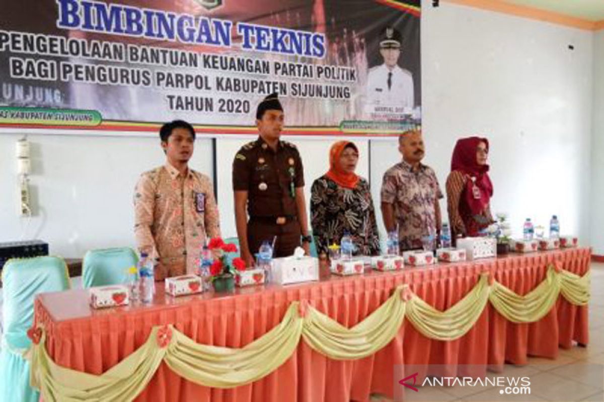 Bimtek bantuan keuangan bagi Parpol digelar Kantor Kesbangpol Linmas Sijunjung