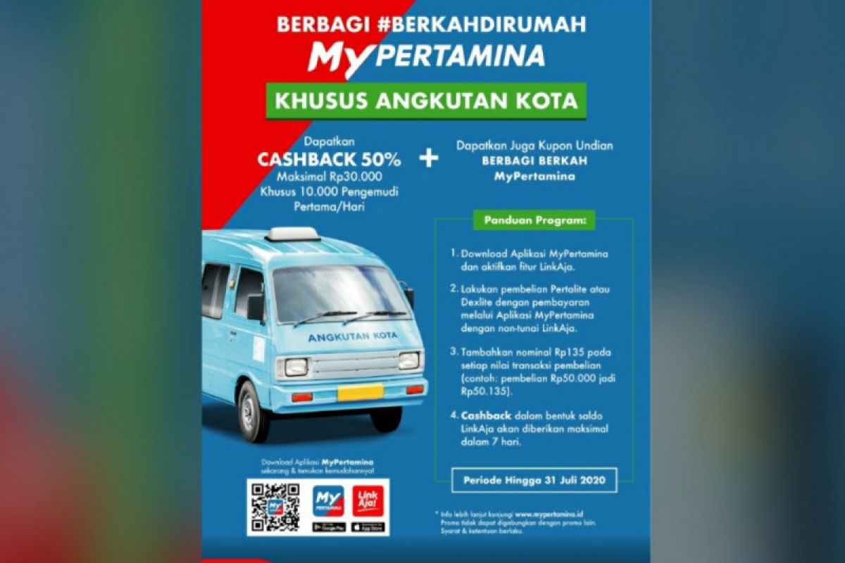 Masa pandemi, Pertamina beri "cashback" 50 persen bagi 10.000 angkot