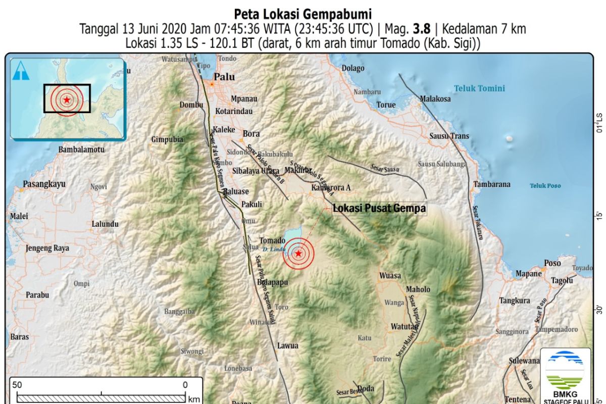 Gempa berkekuatan magnitudo 3.8 guncang Sigi