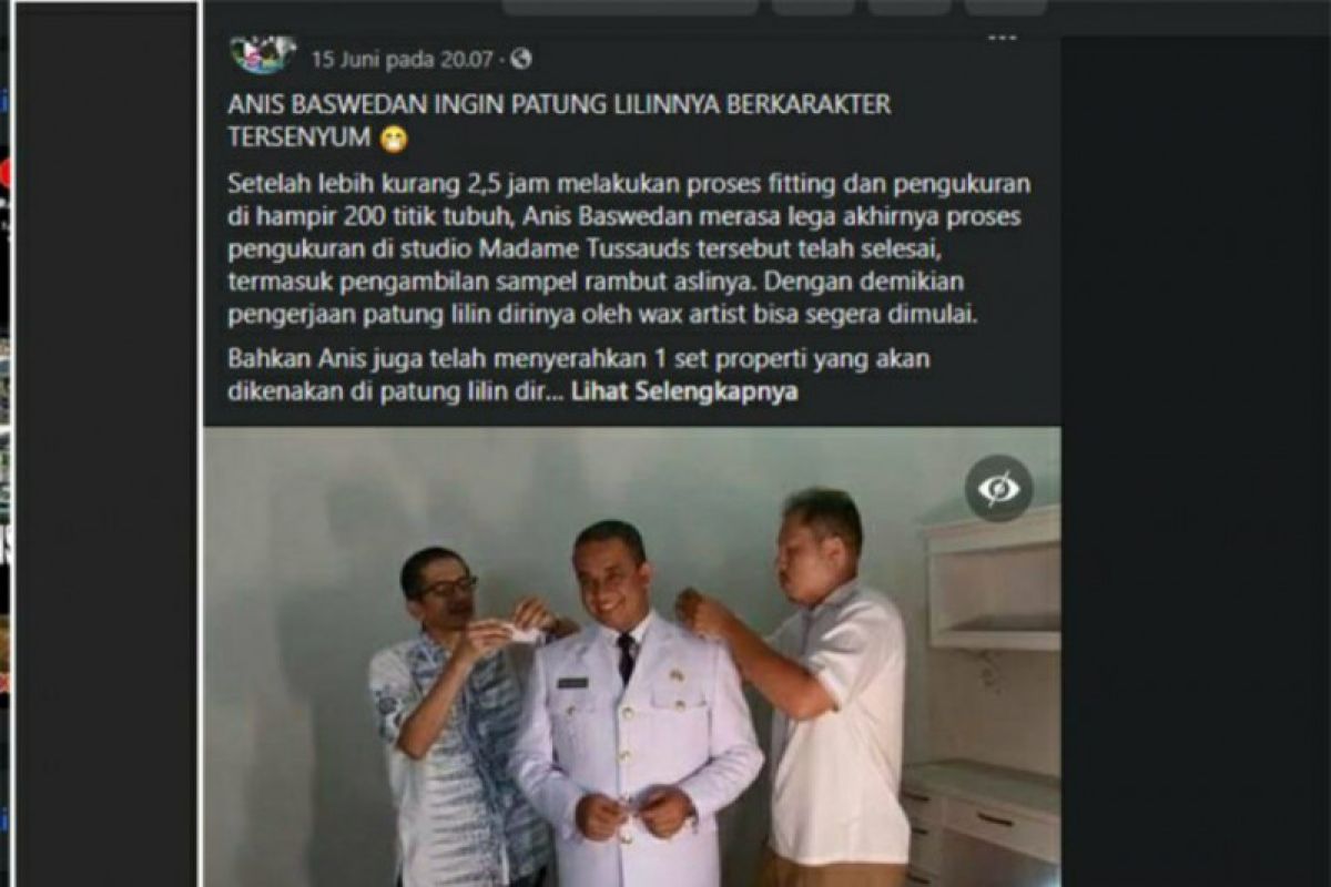 Benarkah Anies akan buat patung lilin untuk "Madame Tussauds" ?