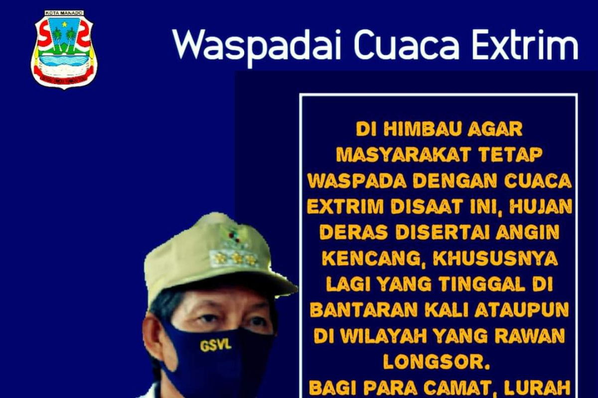 Pemkot Manado  imbau  masyarakat waspada bencana