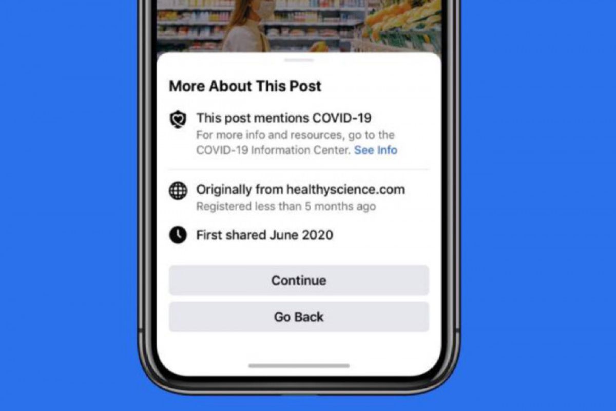 Facebook berikan peringatan sebelum membagikan artikel COVID-19