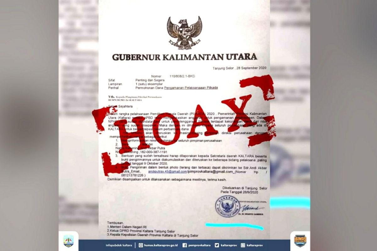 Sekprov: surat permohonan bantuan pengamanan Pilkada 2020 adalah hoaks