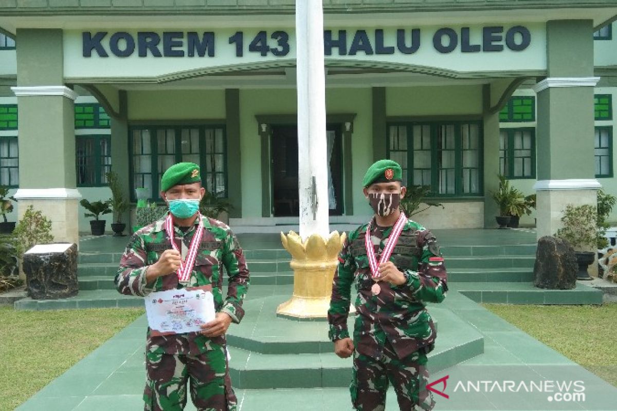 Dua prajurit TNI AD Korem Haluoloe menjadi runner-up nasional Porkemi 2020