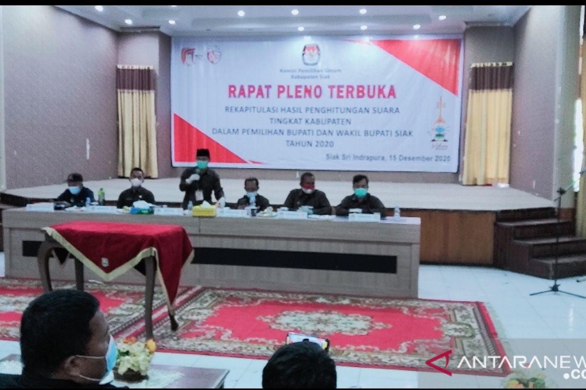 Berikut rincian suara tiga paslon di Siak sesuai pleno