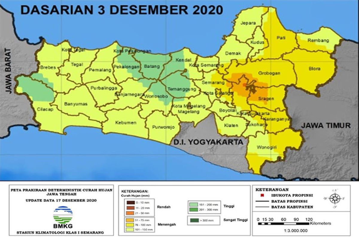 BMKG: Waspadai potensi hujan lebat di Jateng selatan