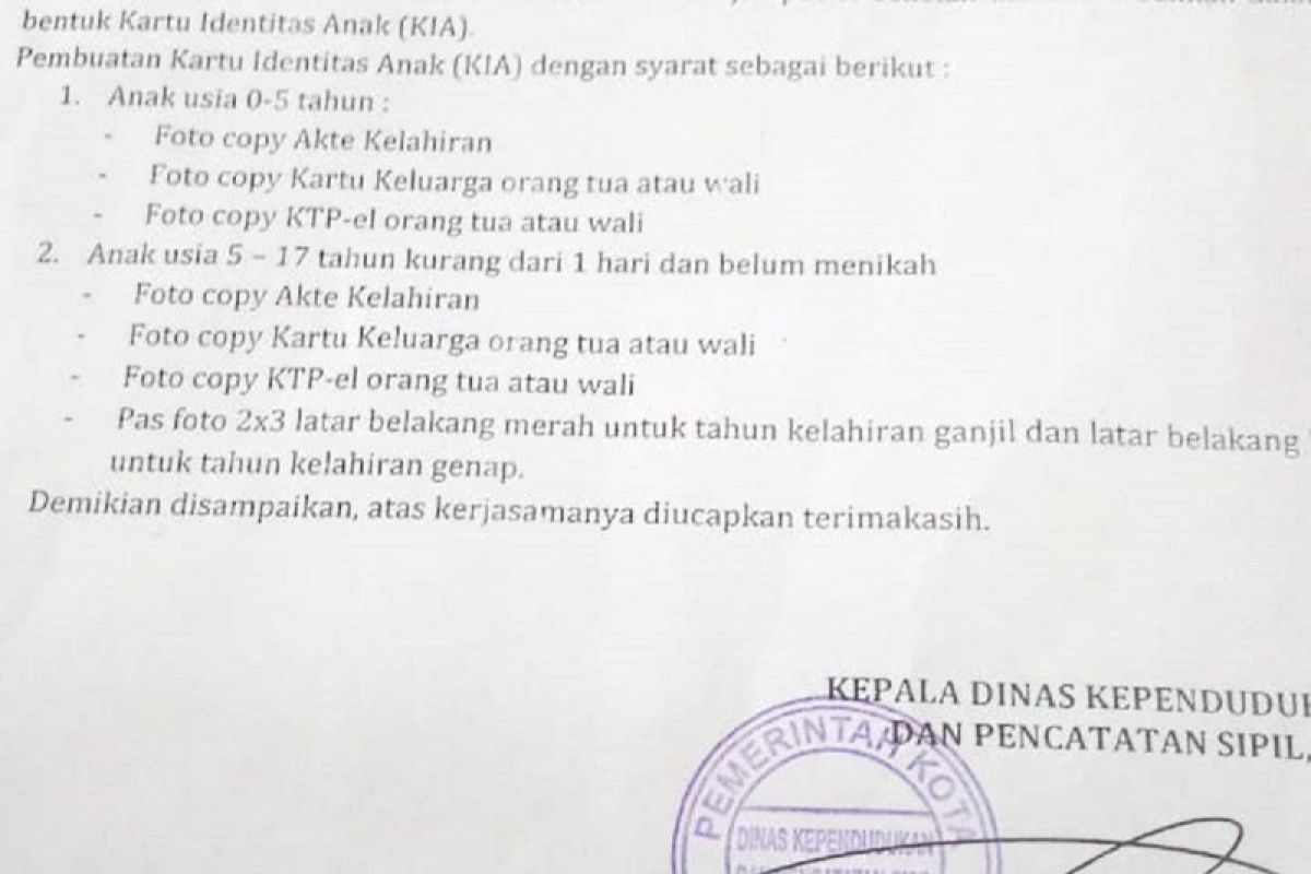 Disdukcapil Manado kumpul data lewat sekolah untuk pembuatan KIA