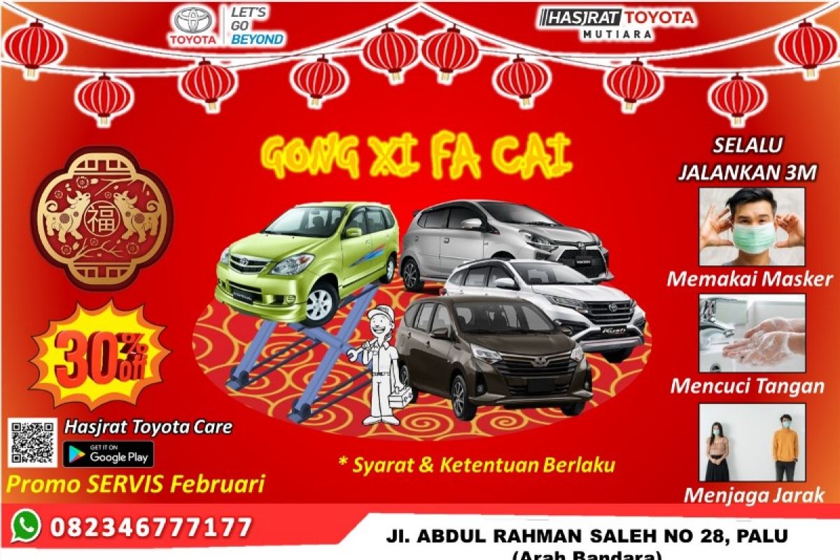 Promo Imlek !! Service di Hasjrat Toyota diskon hingga 25%