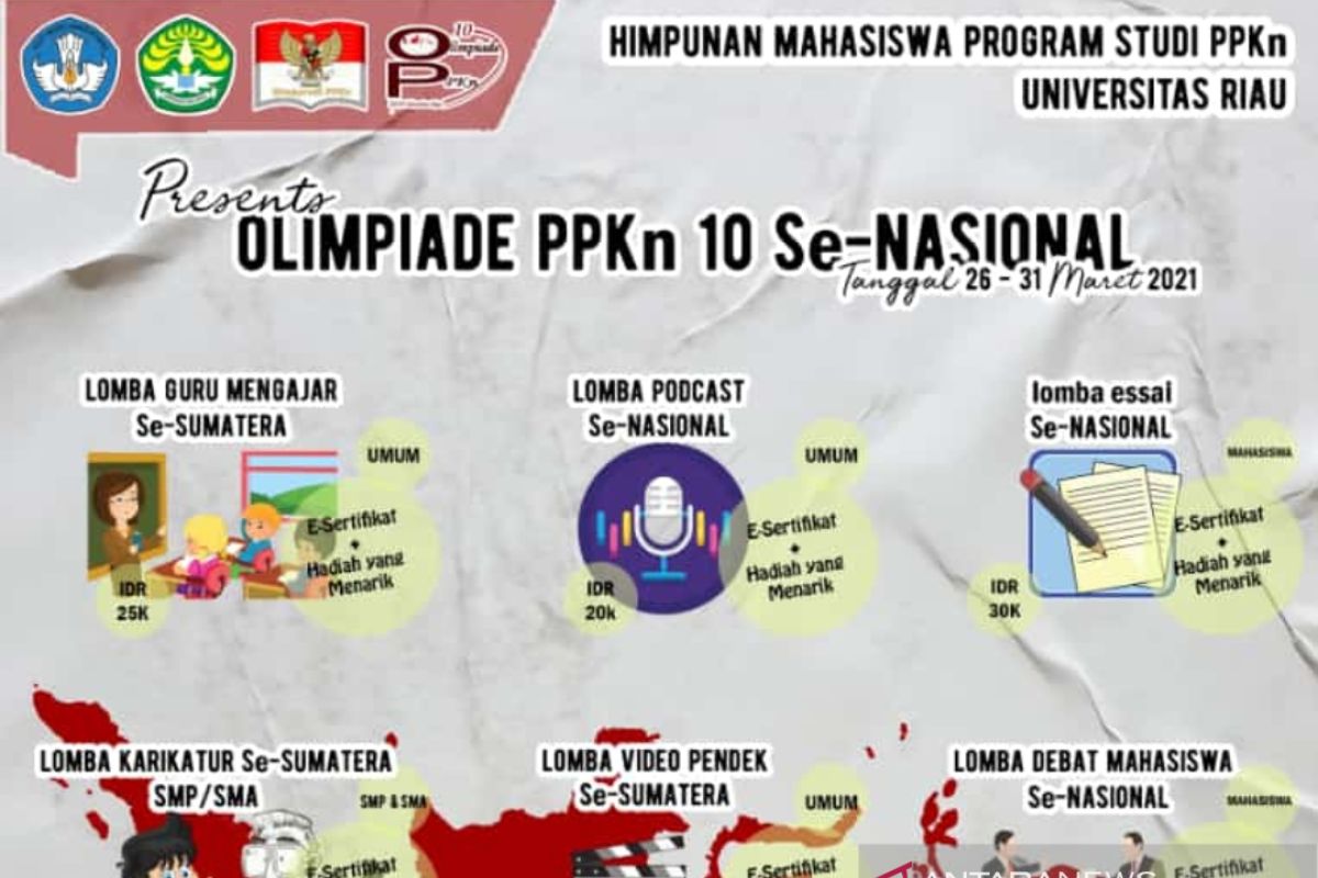 Olimpiade PPKn UNRI ke-10 digelar 26-31 Maret secara daring, ini perlombaannya