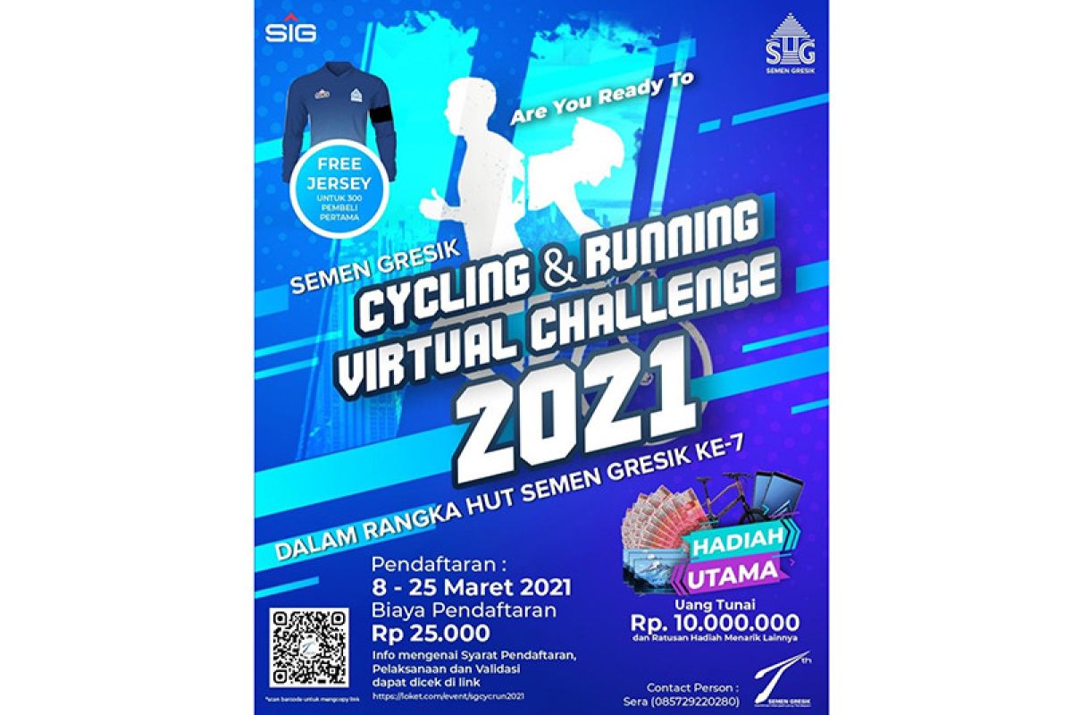 Meriahkan HUT Ke-7, Semen Gresik gelar Cycling & Running Vir7ual Challenge 2021