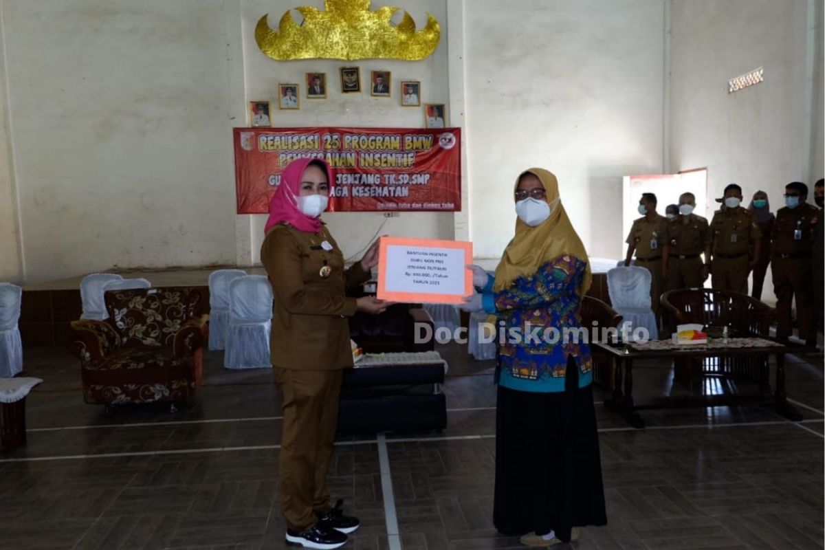 Bupati Tulangbawang serahkan insentif kepada guru honorer dan tenaga kesehatan