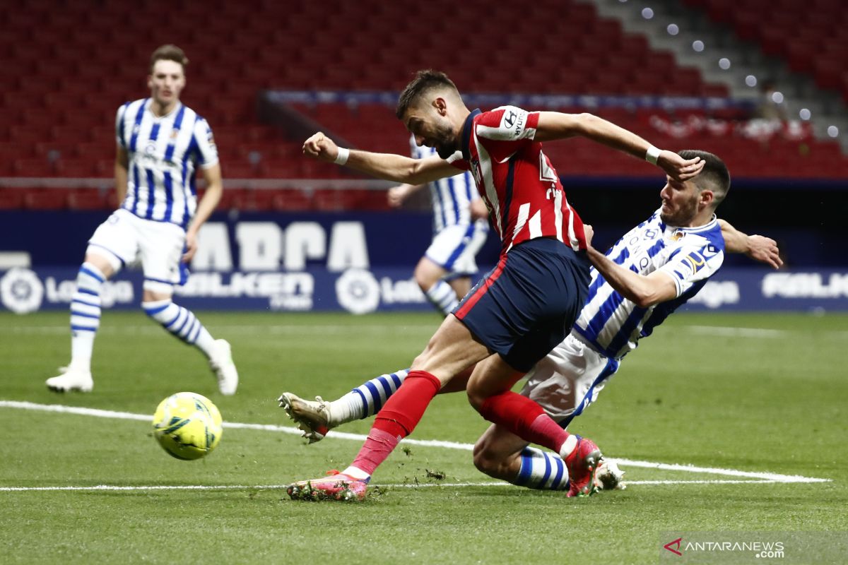 Atletico Madrid makin dekat menjuarai La Liga usai bekuk Sociedad 2-1