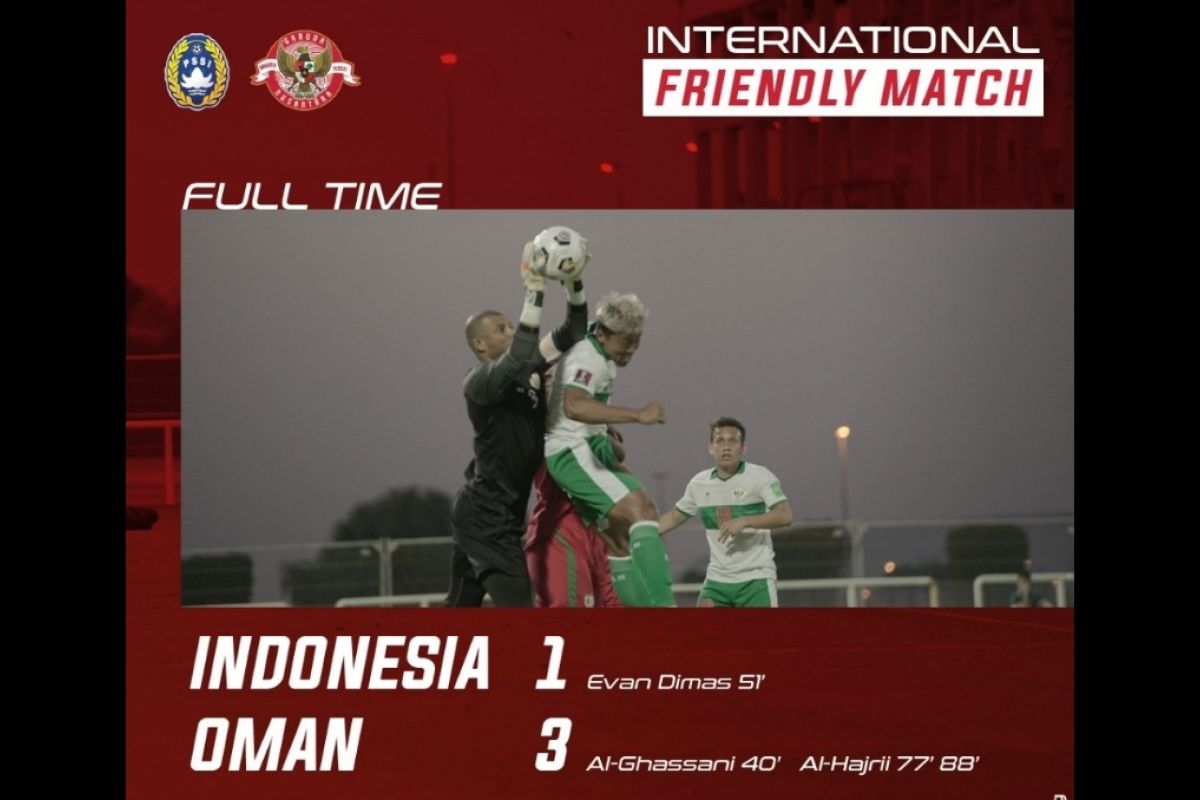 Timnas Indonesia takluk 1-3 dari Oman