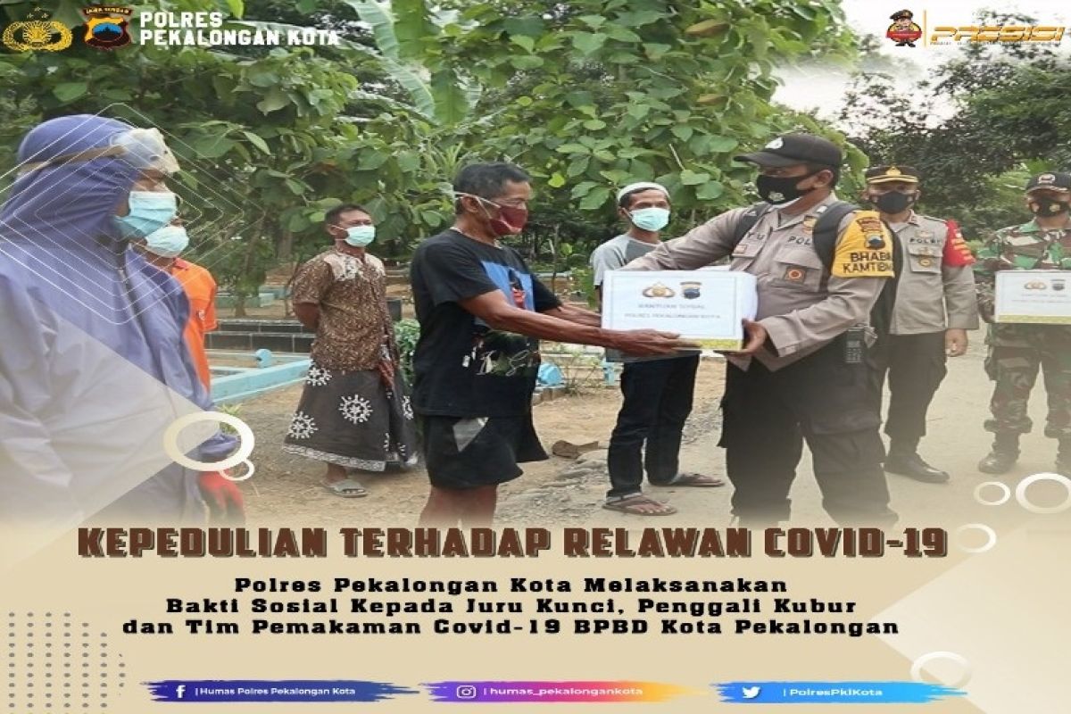 Polres Pekalongan Kota bagikan paket sembako bagi penggali kubur