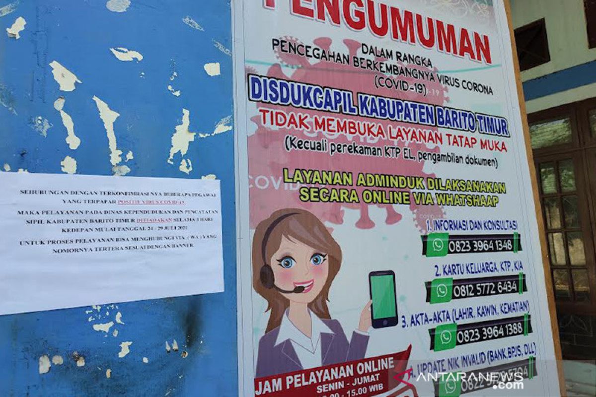 Pegawai terpapar COVID-19, Disdukcapil Bartim tutup pelayanan