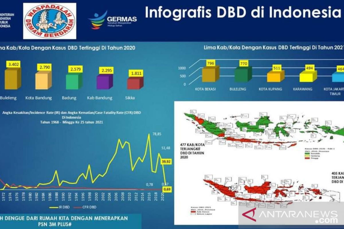 Kemenkes: Lima daerah dengan kasus DBD tertinggi