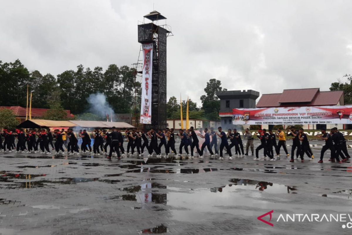 Polda Sulawesi Tenggara gelar simulasi pengamanan kontingen PON