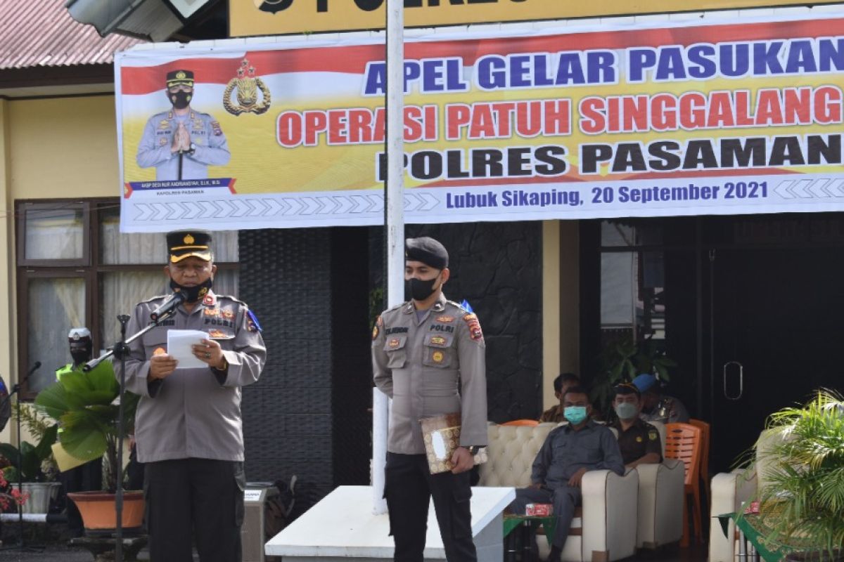 Operasi Patuh Singgalang di Pasaman untuk meningkatkan kepatuhan prokes dan tertib lalin