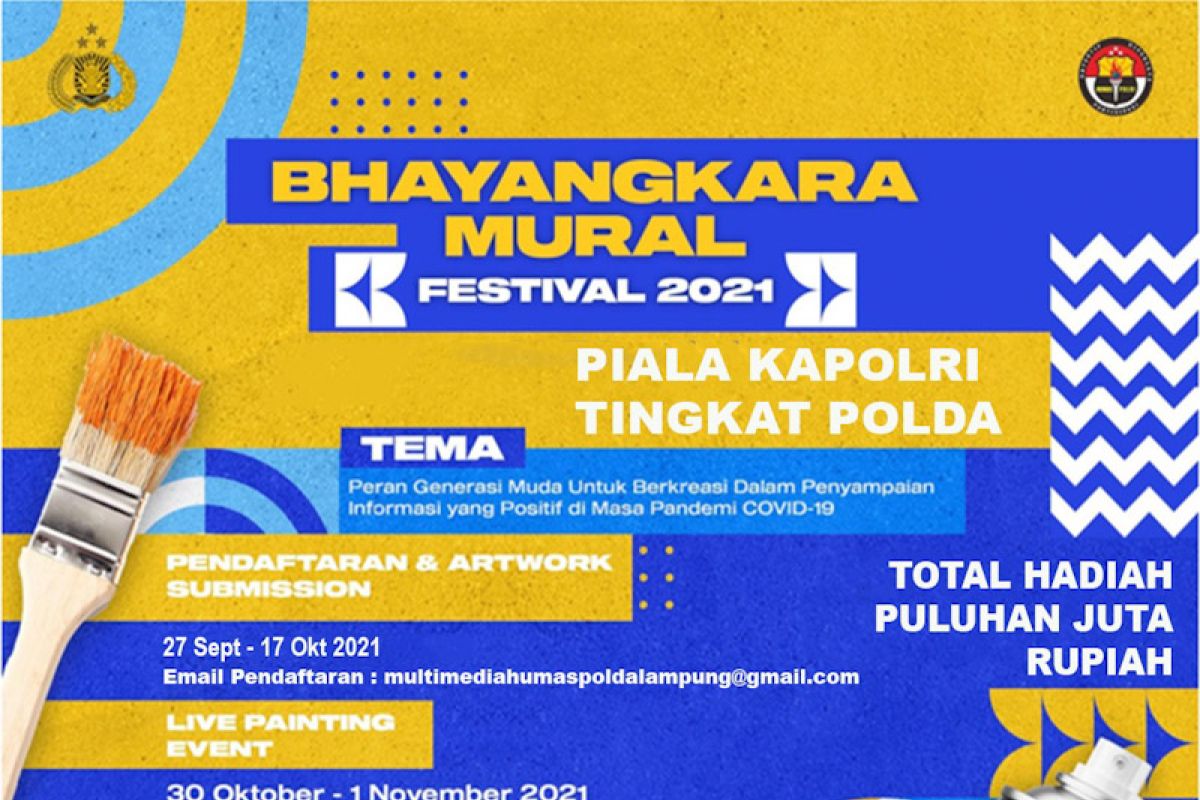 Lomba Bhayangkara Mural Festival 2021 piala Kapolri tingkat Polda Lampung berhadiah puluhan juta